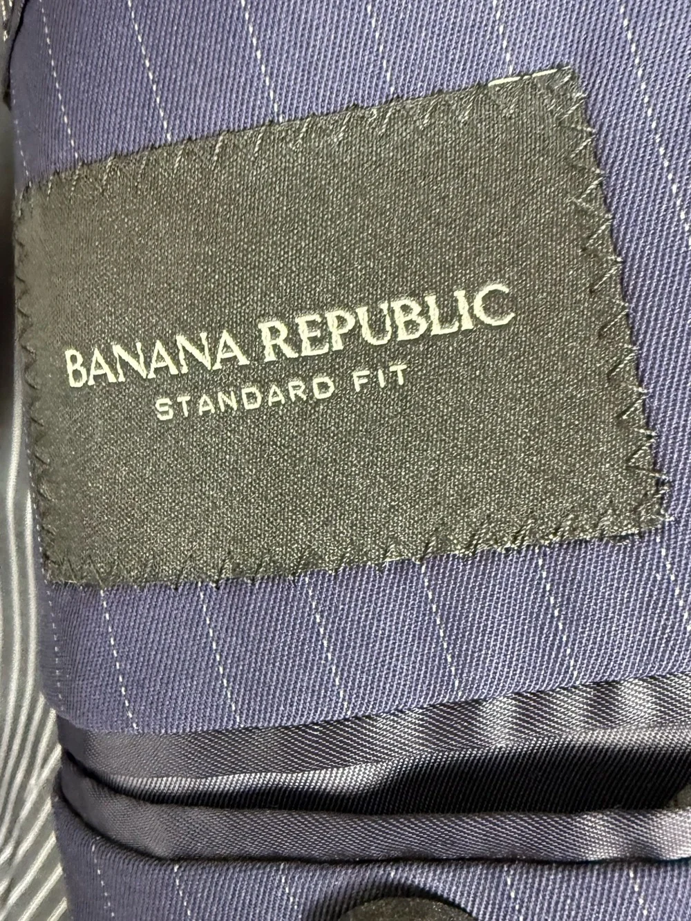 Banana Republic Italy 1836 Marzotto Super 130s Dark Navy Pinstripe Blazer 40 R